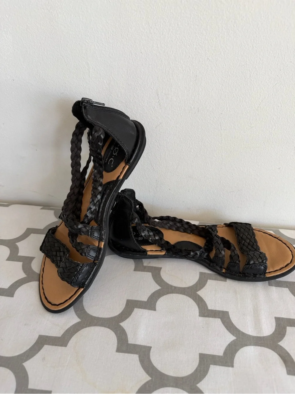 b.o.c. Black Braided Gladiator Sandals for Women